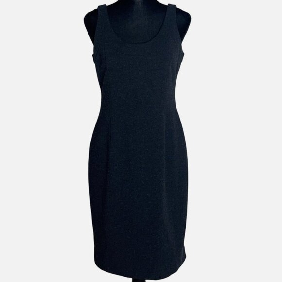 Eileen Fisher Black Ponte Viscose Sleeveless Lined Sheath Midi Knit Dress Size M - Picture 1 of 2